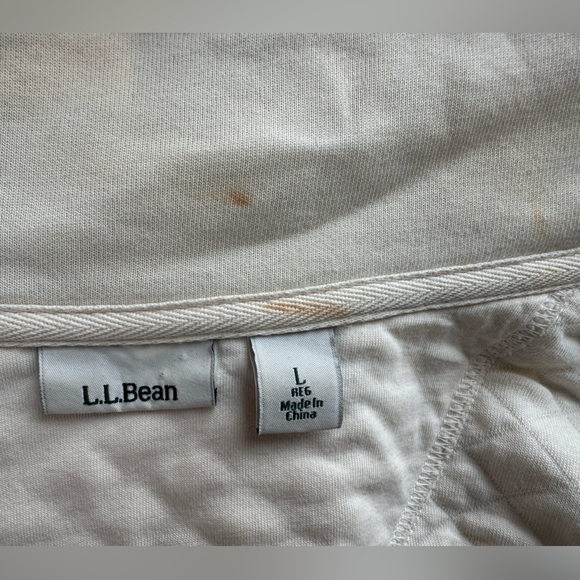 L.L. Bean Women's Cream/Off White Cotton Quilted Full Zip Sweatshirt - Picture 7 of 9